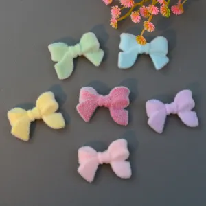 Flocking Velvet Bow And Heart Loose Beads Acrylic Thru-Hole Beads DIY Jewelry Making Accessories Craft Supplies