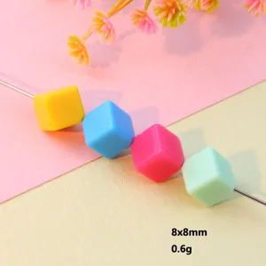 8mm colorful acrylic cube beads with diagonal hole for DIY phone chain and necklace jewelry.