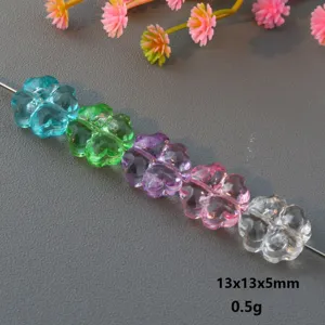 Colorful acrylic four-leaf clover loose beads for DIY jewelry, bracelet, necklace, 13x13x5mm.