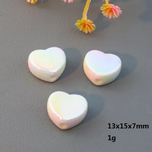 Macaron color smooth heart straight hole loose beads phone chain DIY jewelry making materials