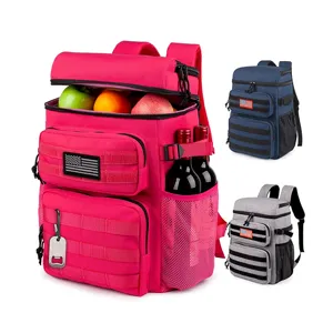 Tactical cooler backpack with large capacity, insulated soft picnic bag for travel and camping.