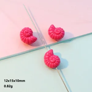 Pink acrylic conch shell shaped beads for DIY jewelry making, size 12x15x10mm, lightweight design.