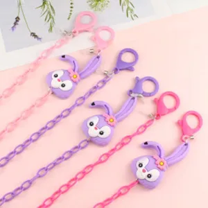 Cute cartoon rabbit acrylic mask chain and glasses holder strap for women and girls daily wear.