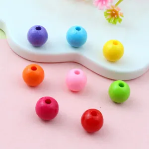 Detailed close-up of colorful acrylic round beads for DIY jewelry making and spacer design.