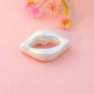 Acrylic iridescent lip shaped loose beads for DIY jewelry making and crafting accessories