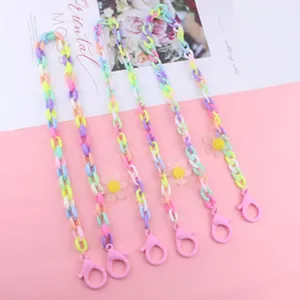 Colorful pastel acrylic face mask chain set cute daisy flower pendant glasses strap jewelry