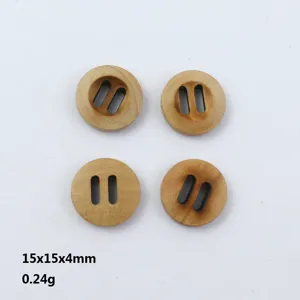 Botones redondos de madera de camelia, accesorios de ropa vintage para camisas 15mm.