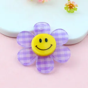 Ciondolo girasole in acrilico fiore a quadri sfumato con foro per accessori gioielli DIY