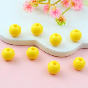 Acrylic round beads DIY jewelry spacing loose beads accessories yellow craft supplies 6mm 8mm