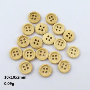 Botones de madera redondos para coser ropa, botones naturales de 4 agujeros para camisas