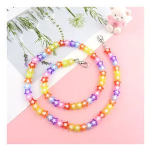 Colorful acrylic star beaded mask chain and glasses strap for women daily fashion decoration.