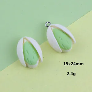 Vista dettagliata del ciondolo di frutta avocado in resina, splendido accessorio 15x24mm.