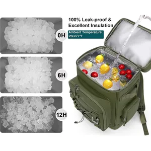Waterproof insulated cooler backpack detail showing leak-proof performance and ice retention.