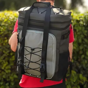 Outdoor large capacity thermal picnic cooler backpack showing detailed back wear style clearly.