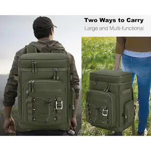 Multi-functional insulated cooler backpack, waterproof large picnic ice bag for outdoor travel.