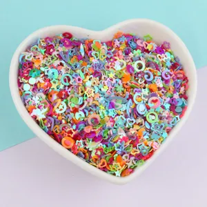 DIY Holographic Sequins Heart Star Acrylic Pieces Colorful Slime Filling Craft Accessories For Handmade Jewelry Making