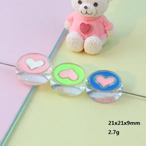 21mm transparent round pink green oil drop heart acrylic loose beads phone charm DIY