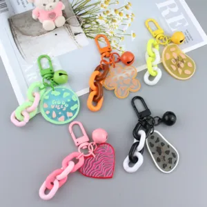 Colorful acrylic keychain set with cute charms chains and bells for bags and daily decoration