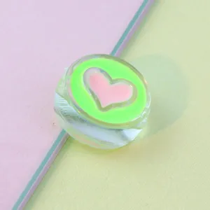 21mm transparent round green pink oil drop heart acrylic loose bead charm accessory