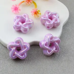 Colorful Acrylic Iridescent Hollow Star Beads DIY Phone Chain Craft Loose Beads Accessory