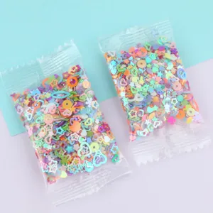 Holographic mixed shape sequins fillers for DIY crafts, slime, nail art, and resin design.