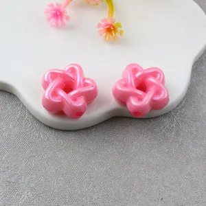 Pink acrylic magic color hollow star beads for DIY phone chains, jewelry making, and crafting accessories.