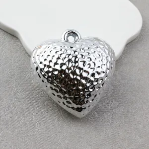 Silver plated hammered heart acrylic pendant with hole for jewelry making craft DIY accessories