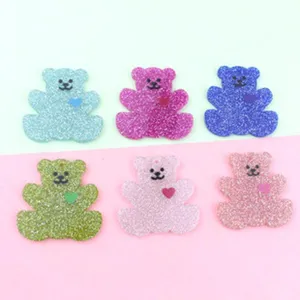 Acrylic glitter bear charms pendants DIY jewelry making accessories set of six pieces