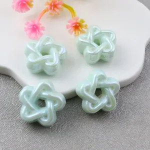 Macaron magic color hollow pentagram acrylic beads for DIY phone chain and jewelry making.
