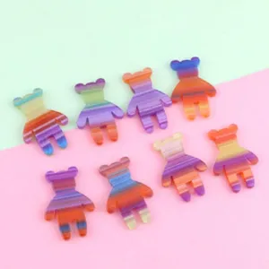 Colorful striped bear acrylic pendants DIY craft jewelry accessories cute cartoon charms