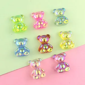 Colorful resin gummy bear charms, iridescent DIY jewelry pendants, cute accessories.