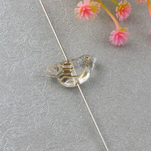 Clear acrylic bird loose bead with gold painting for DIY jewelry making necklaces bracelets.