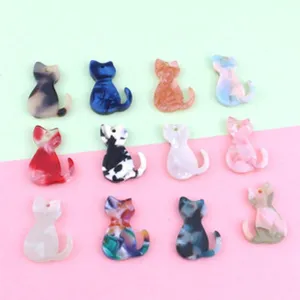 Acrylic cat shaped charms pendant DIY jewelry making accessories assorted colors cute