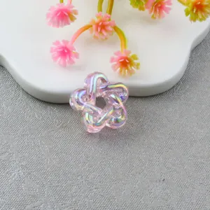 Acrylic hollow pentagram beads, iridescent color, DIY handmade phone chain material accessories.