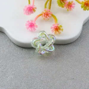 Acrylic iridescent hollow star beads DIY handmade accessories for phone chain jewelry crafting.