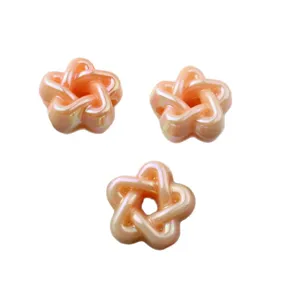 Handmade DIY acrylic star beads, pastel holographic hollow five-pointed star charms.