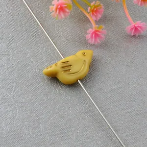 Gold painted acrylic little bird loose bead for DIY jewelry necklace bracelet making accessories.