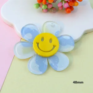 Acrylic flower pendant smiley face charm DIY craft jewelry accessory 48mm cute style