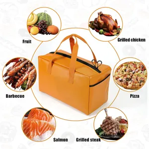 Portable thermal cooler bag for outdoor barbecue, picnic food storage, large capacity.
