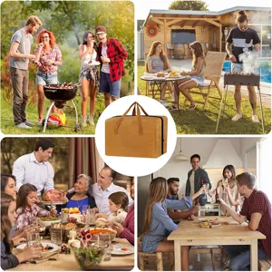 Large capacity portable BBQ cooler bag with zipper closure, ideal for outdoor camping and picnic.