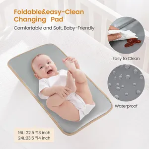 Matelas à langer bébé pliable et imperméable, tapis de change portable et confortable.