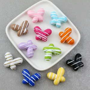 Large Acrylic Striped Fat Butterfly Loose Beads For DIY Phone Chain Bag Chain Craft Handmade Beaded Accessories