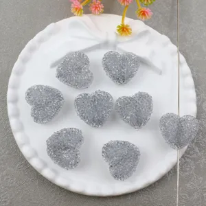 Acrylic heart sugar beads for DIY jewelry making, translucent grey candy style loose beads detail.