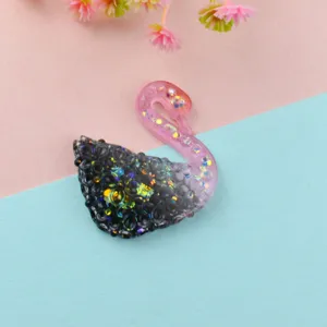 Resin swan cabochon with gradient glitter for DIY phone case hairpin crafting accessories