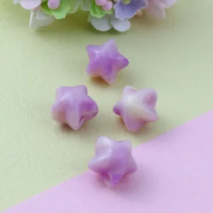 Purple gradient acrylic star beads detail, beautiful fat pentagram loose beads for DIY jewelry.