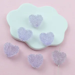 Acrylic heart sugar beads detail shot, frosted candy shape direct hole DIY jewelry loose beads.