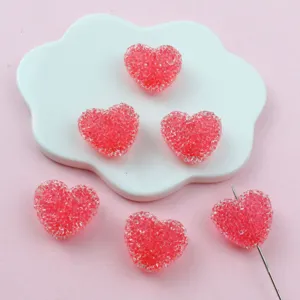 Acrylic heart sugar beads pink candy loose charms DIY jewelry making accessories crafting supply