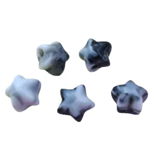 Acrylic fat star loose beads with marbled gradient design for DIY jewelry accessories.