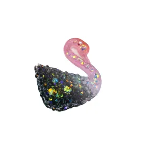Holographic gradient glitter swan resin patch for DIY phone cases and hair accessories.
