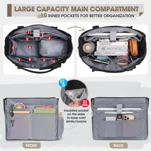 Women Large Capacity Tote Bag Laptop Bag Professional Commuter Shoulder Bag Multi-Pocket Briefcase Quilted Work Bag